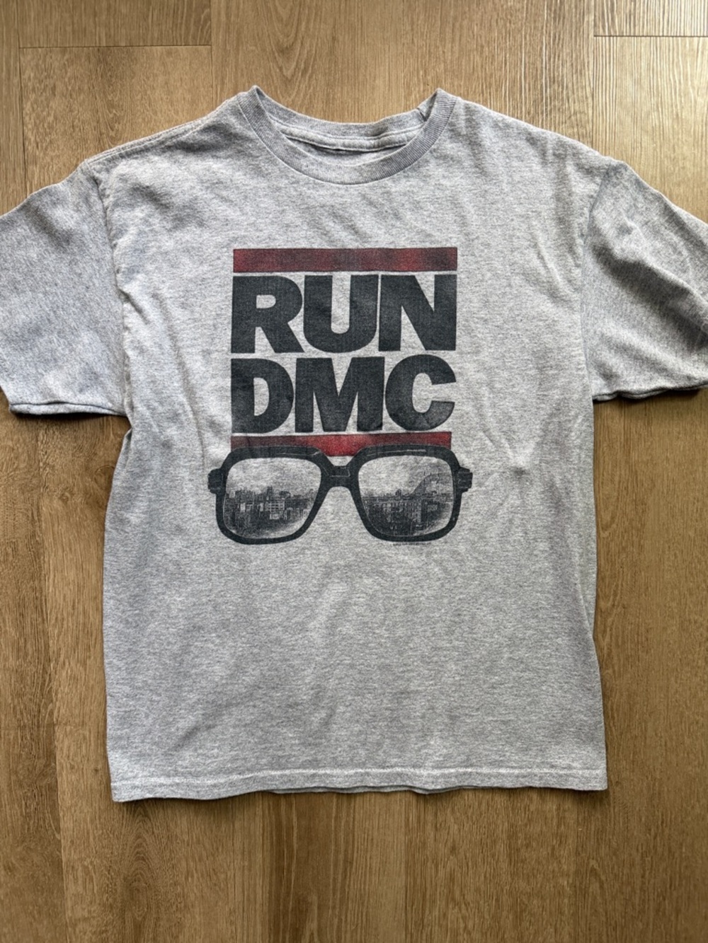 Gray Graphic Tee with Monochrome City Print